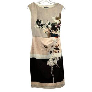 Phase Eight Floral Sheath Dress Sleeveless Multicolored Size 6 Zip